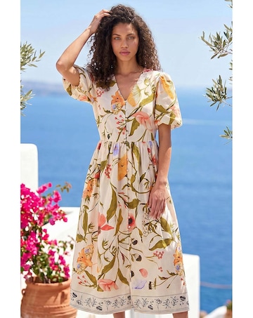 Roman Petite Floral Button Midi Dress