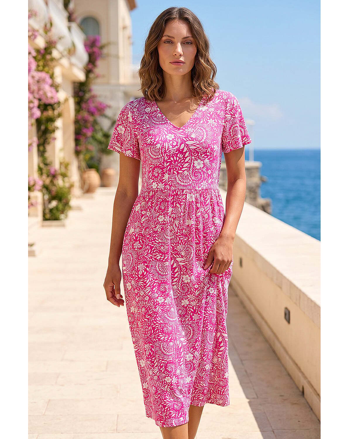 New In - Roman Petite Floral Pocket Midi Dress