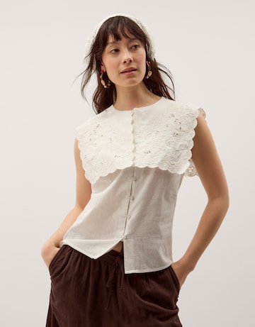 Monsoon Lexi Embroidered Linen Blend Top