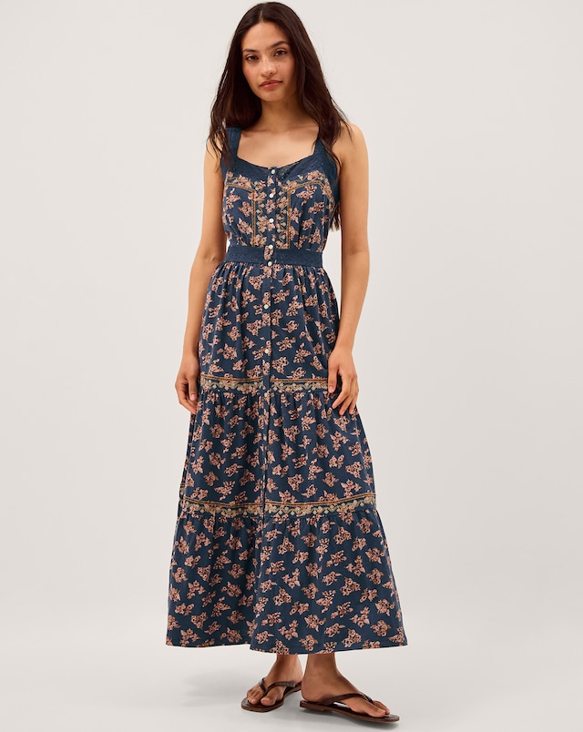 Monsoon Polly Print Jersey Midi Dress