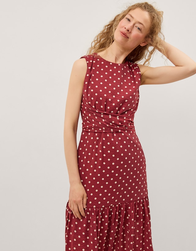 Monsoon Claire Polka Dot Midi Dress