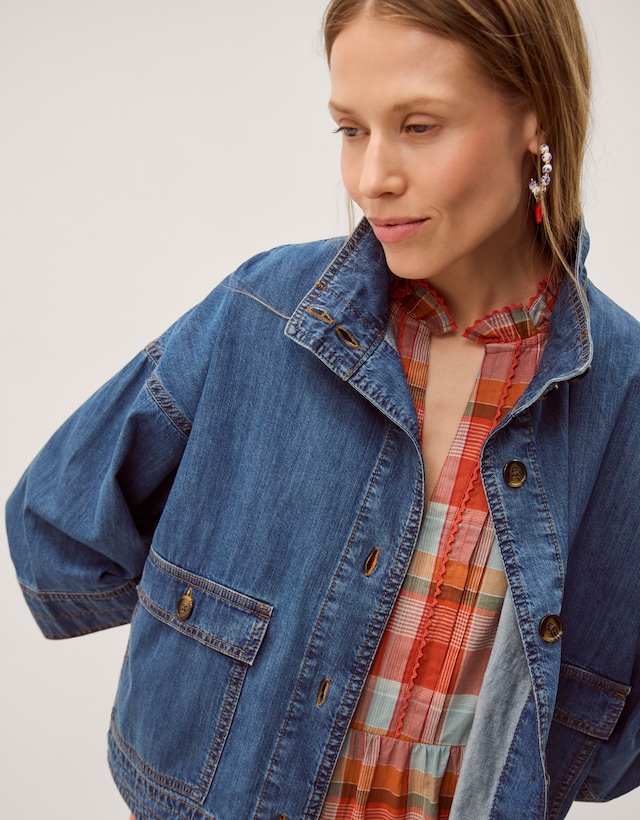 Monsoon Gwen Funnel Neck Denim Jacket