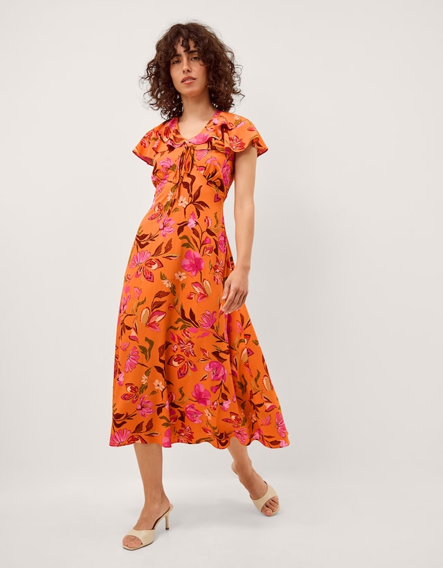 Monsoon Leila Floral Print Midi Dress