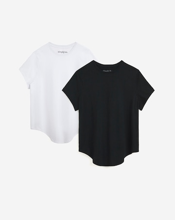 Black & White 2 Pack Pure Cotton Curved Hem Longline T-Shirt