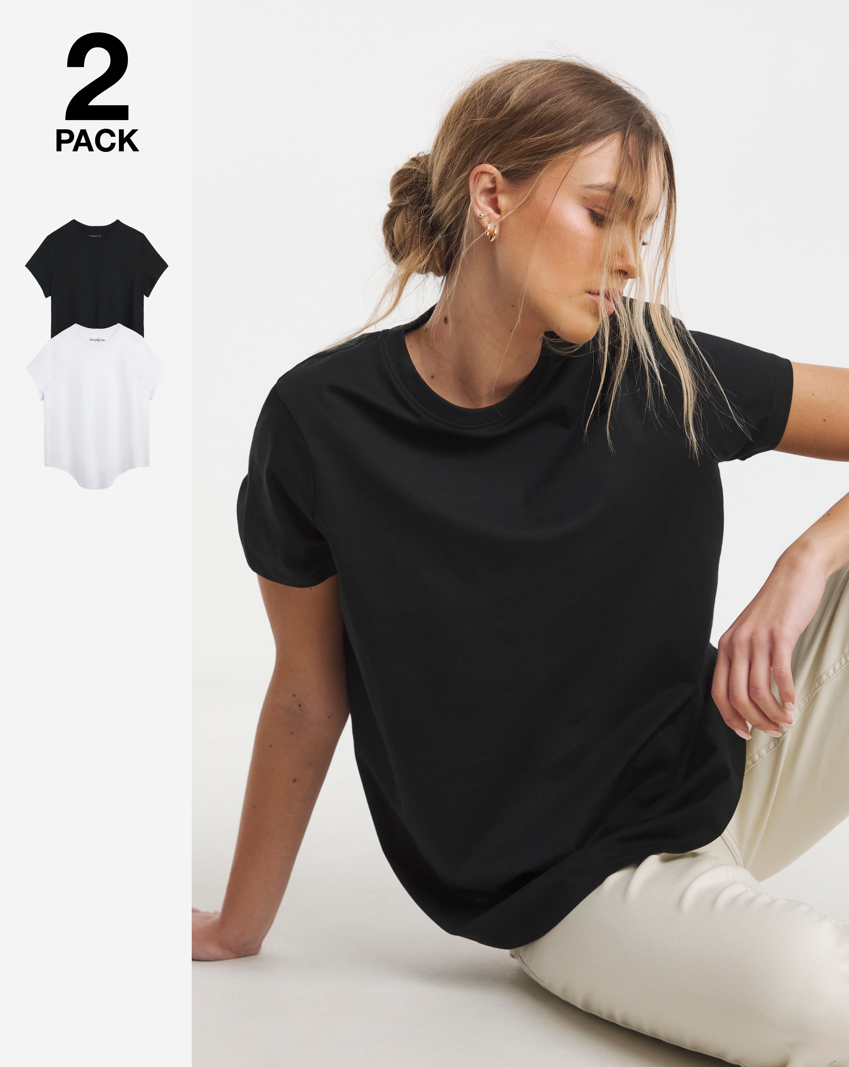 New In - 2 Pack Curved Hem Longline T-Shirt
