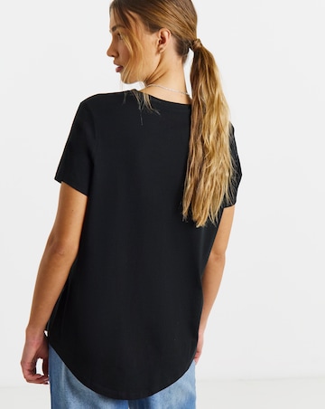 Black & White 2 Pack Pure Cotton Curved Hem Longline T-Shirt