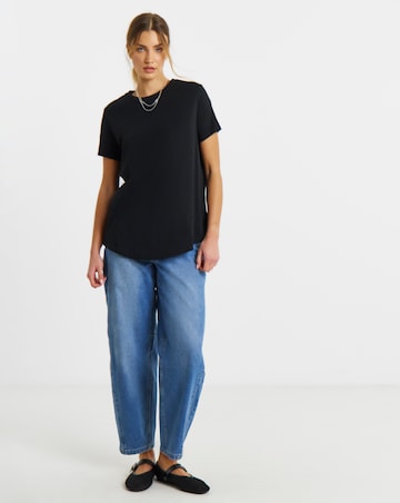 Black & White 2 Pack Pure Cotton Curved Hem Longline T-Shirt