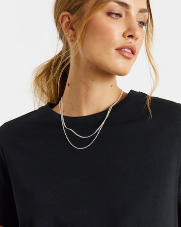 Black & White 2 Pack Pure Cotton Curved Hem Longline T-Shirt