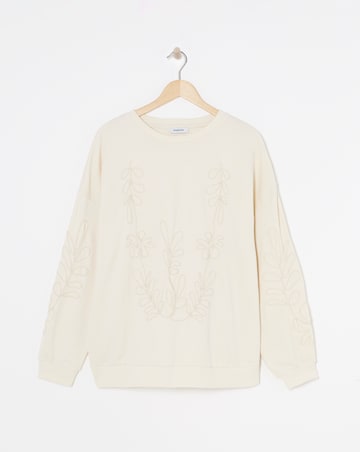Ecru Rope Embroidered Sweatshirt