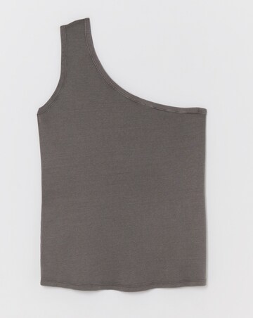 Acid Wash One Shoulder Rib Top