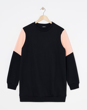 Black and Peach Colourblock Sweatshirt