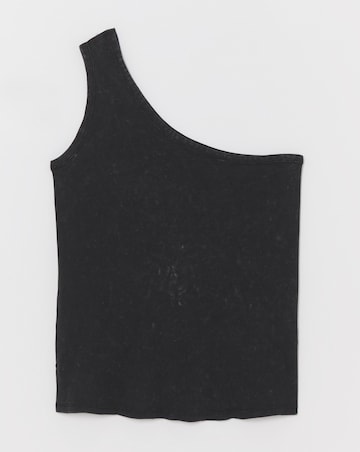 Black One Shoulder Rib Top