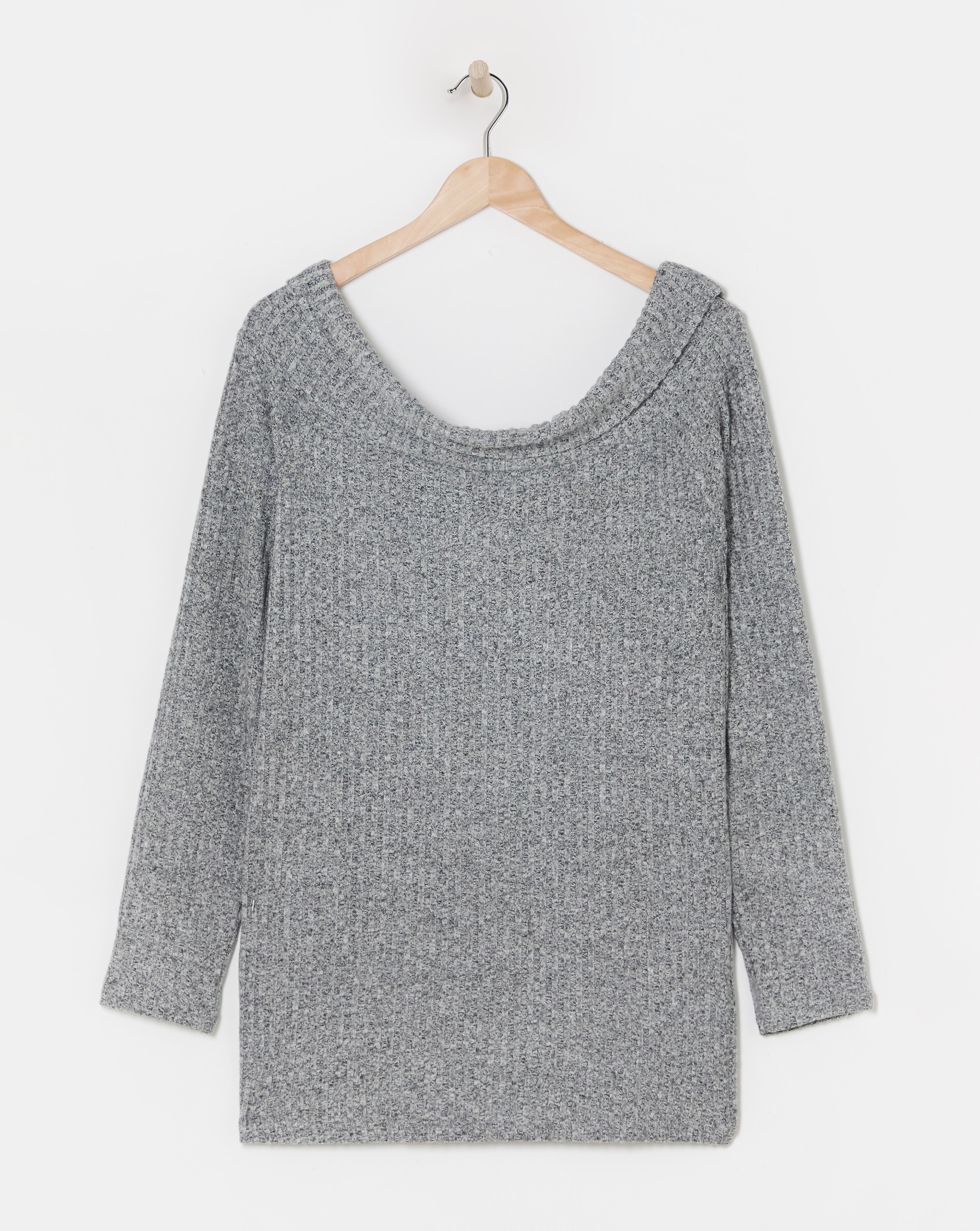 Simply Be Grey Marl Rib Bardot Top