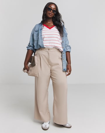 Pink Oversized Exposed Seam V Neck T-Shirt