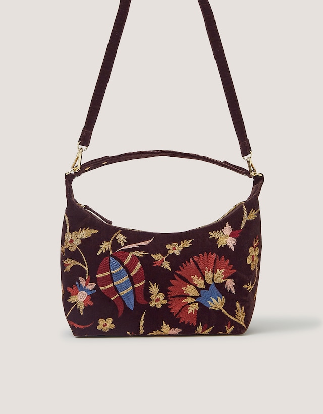 Monsoon Hatti Velvet Crossbody Bag