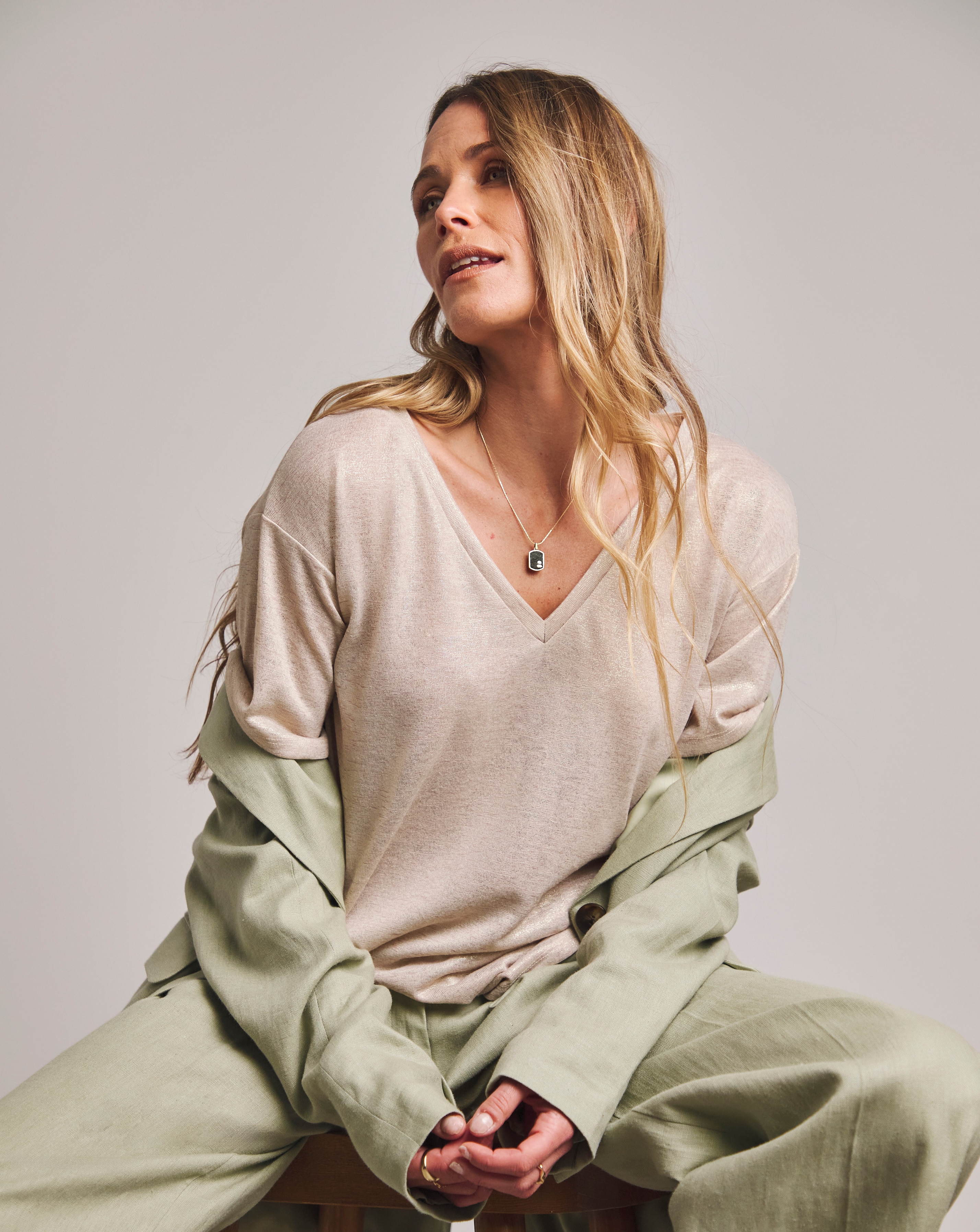 Anthology V Neck Foiled Short Sleeve T-s