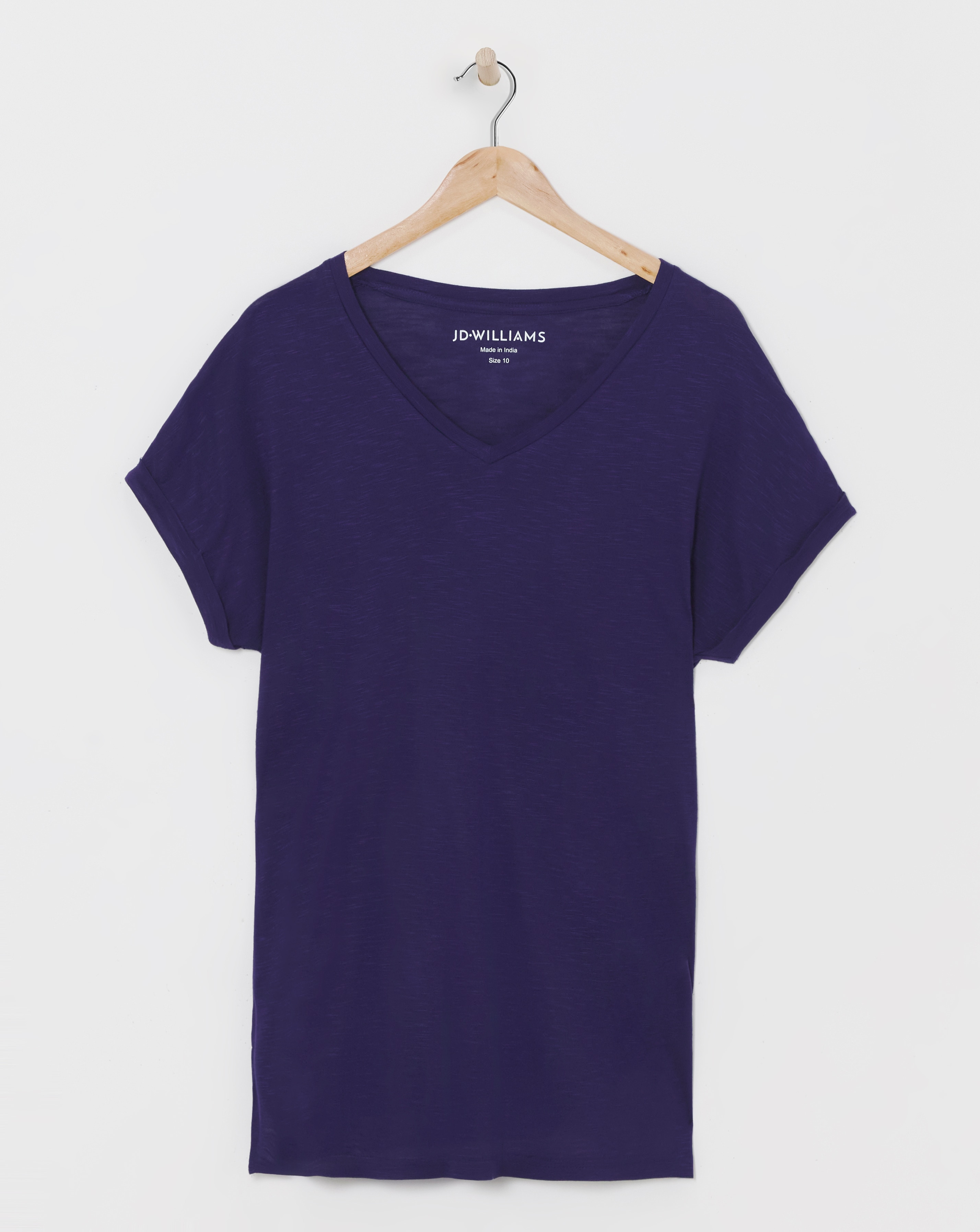 Indigo V Neck Short Sleeve Longline Top