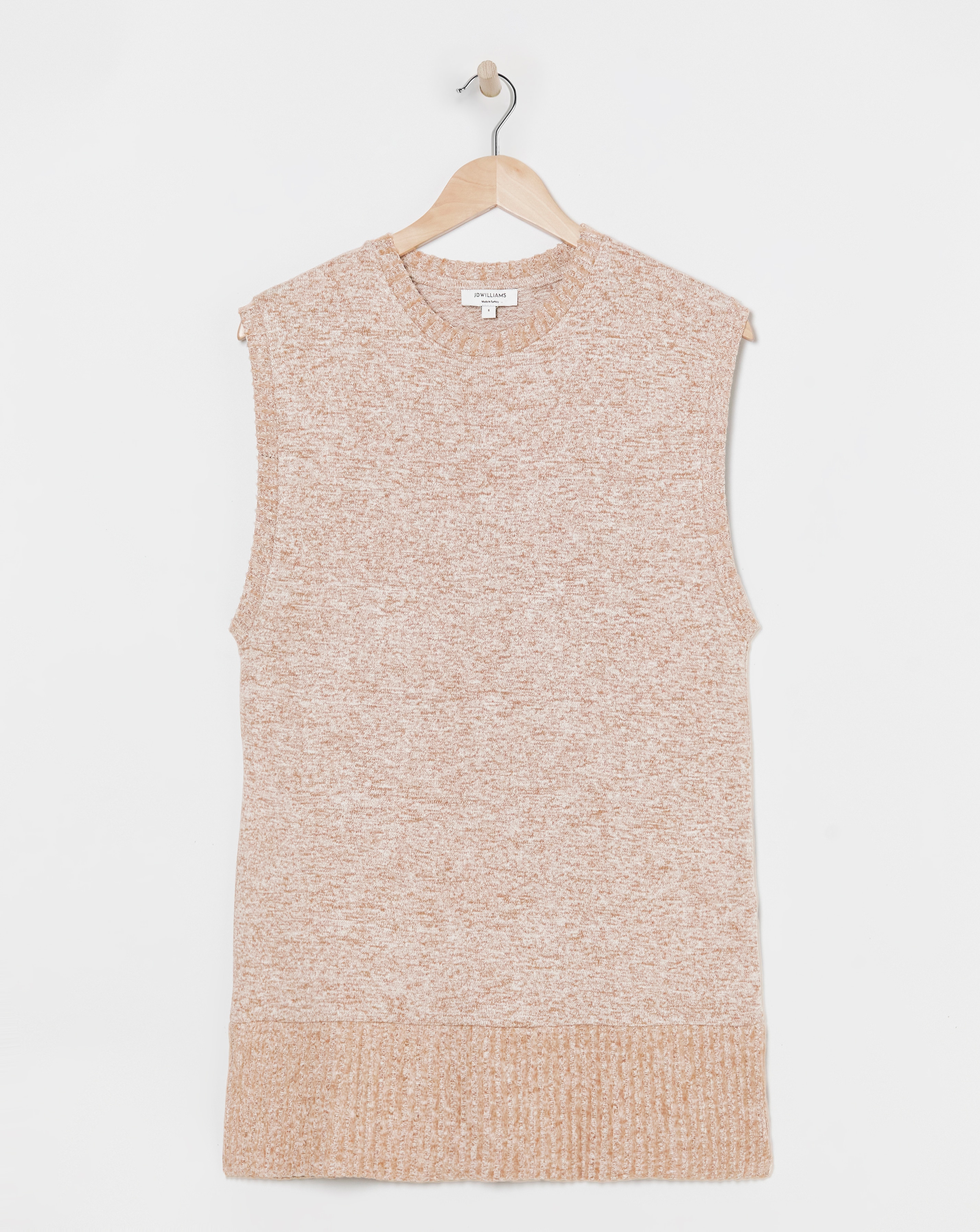 Sleeveless Crew Neck Cosy Longline Vest