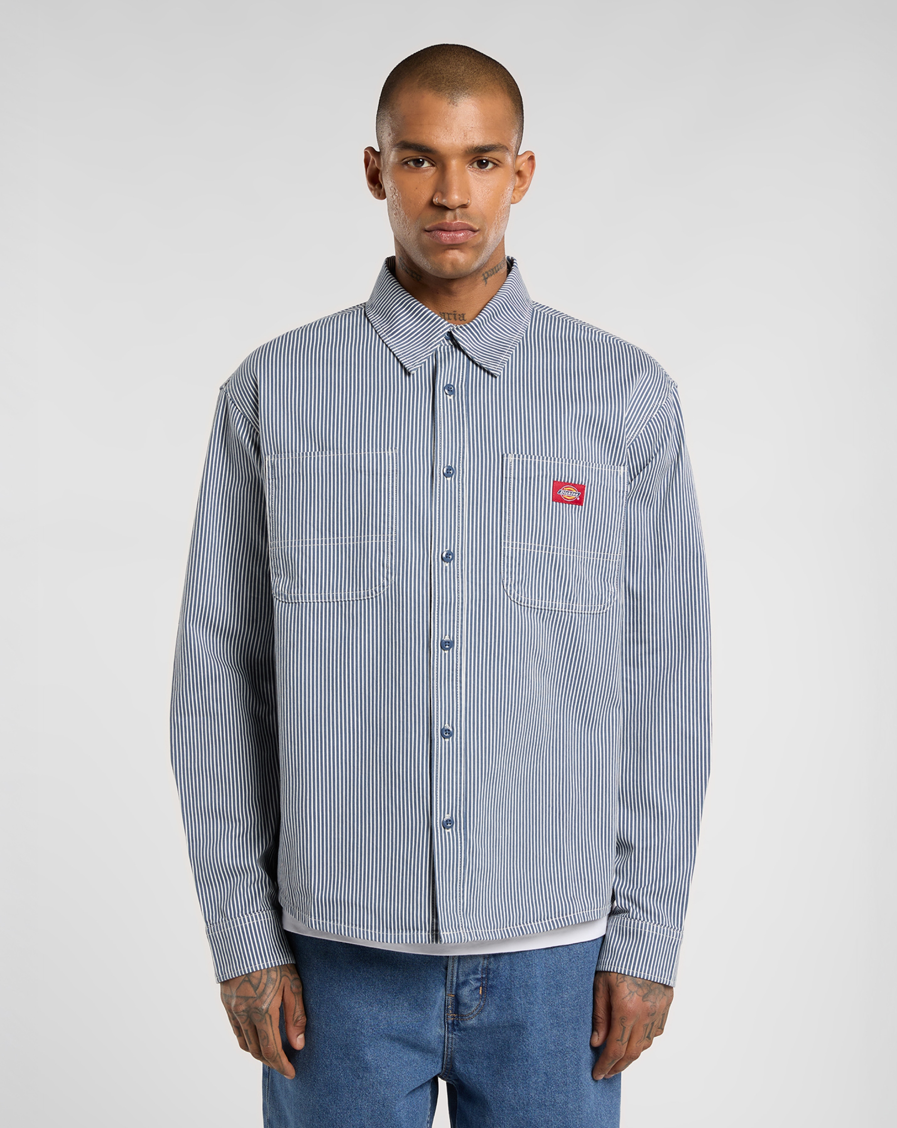 New In - Dickies Long Sleeve Hickory Worker Shirt