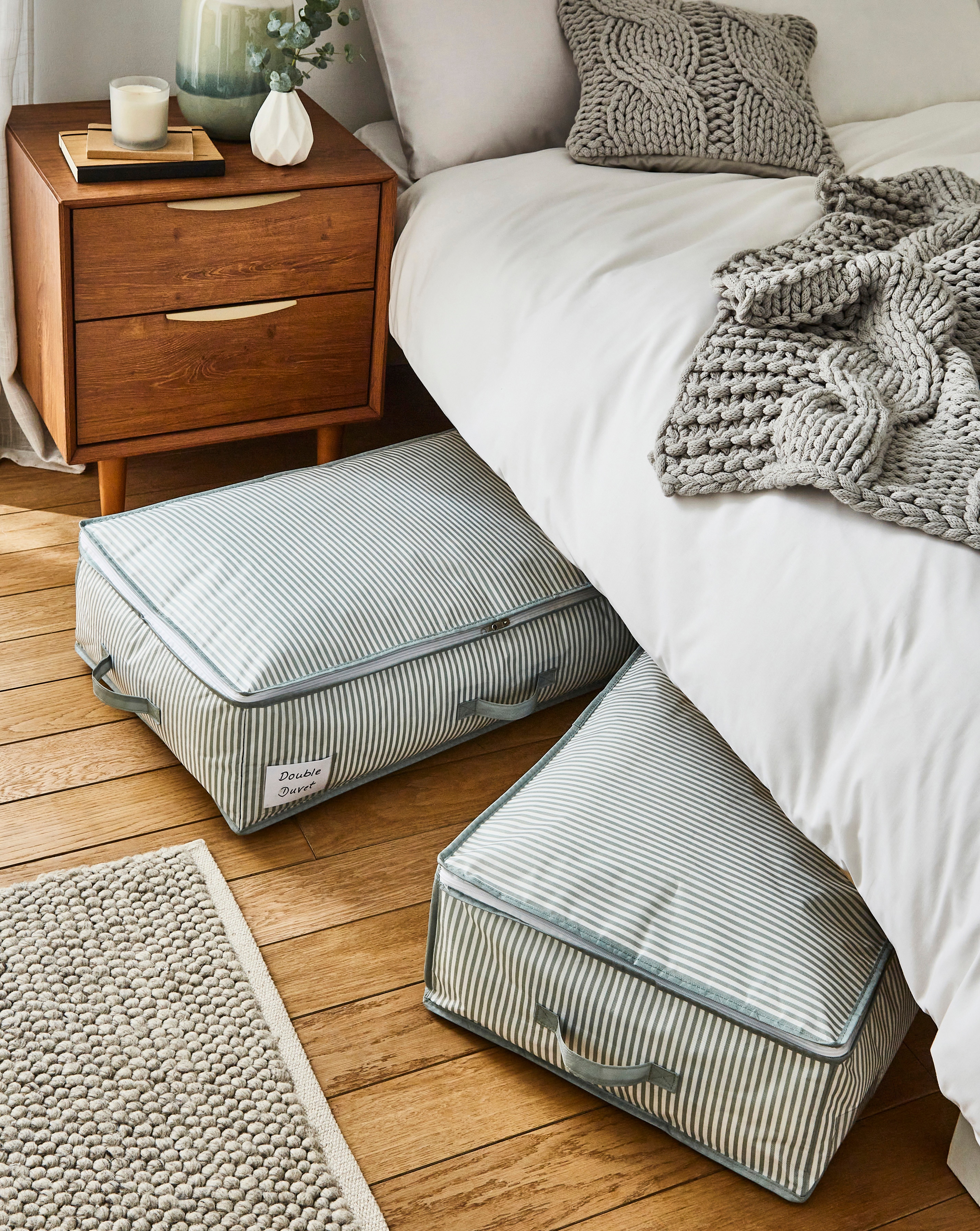 Set of 2 Striped Underbed Storage Bag