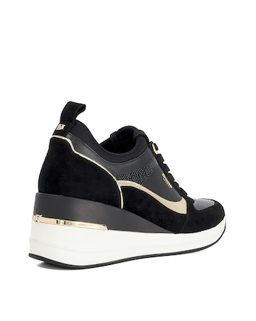 Dune Ellaina Black Wedge Lace Up Trainers