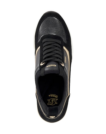 Dune Ellaina Black Wedge Lace Up Trainers