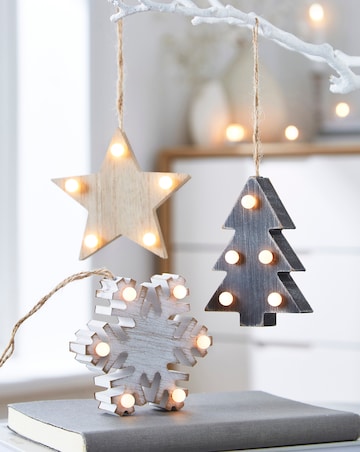 Lit Hanging Decorations - Set of 3