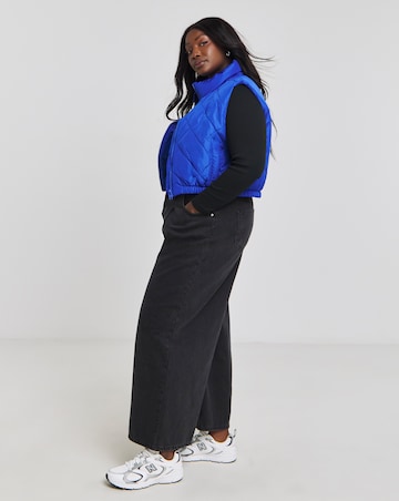 Blue Adjustable Hem Quilted Gilet