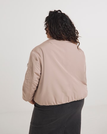 Taupe Oversized Bomber Jacket