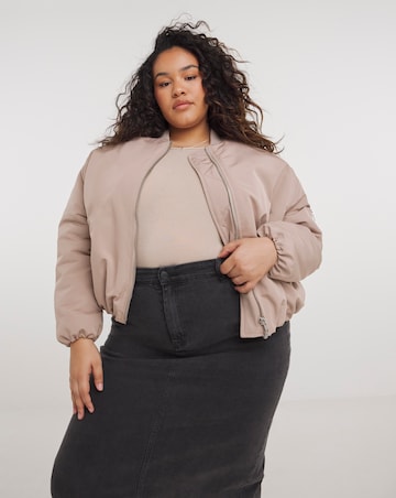 Taupe Oversized Bomber Jacket