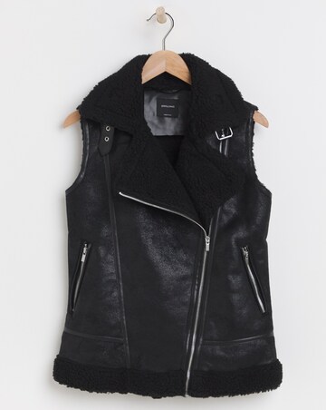Borg Faux Shearling Lined Aviator Gilet