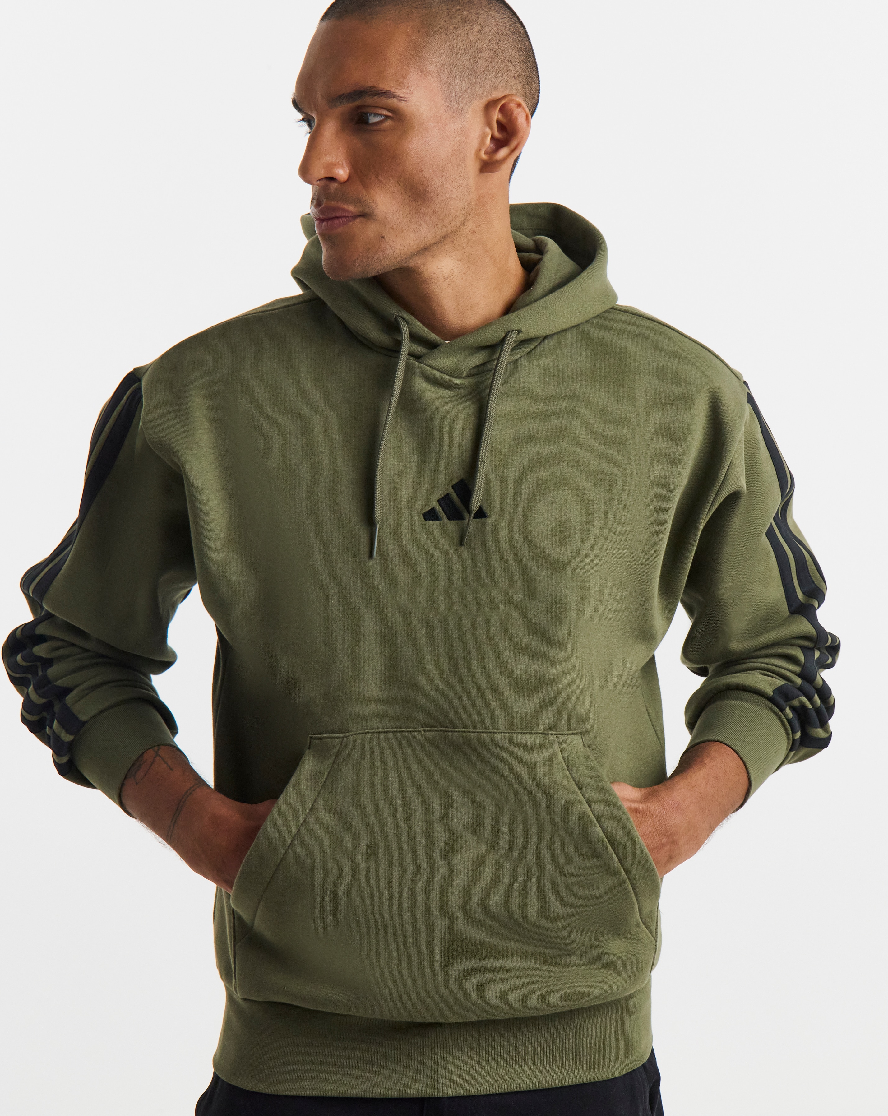 adidas 3 Stripes Fleece Hoodie
