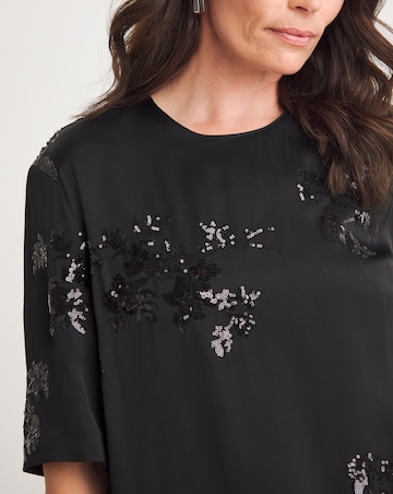 Joanna Hope Satin Sequin Top