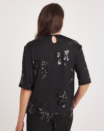Joanna Hope Satin Sequin Top