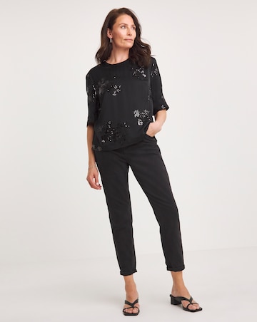 Joanna Hope Satin Sequin Top