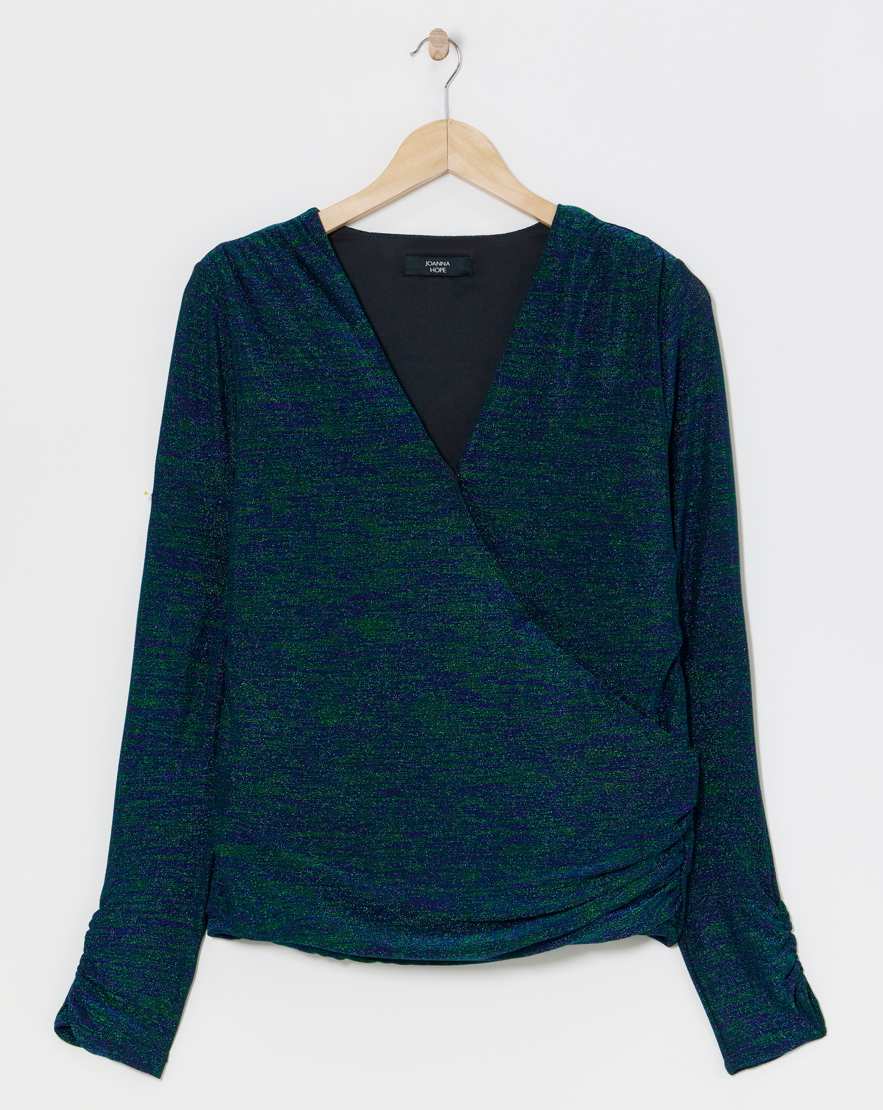 Joanna Hope Glitter Knit Wrap Top