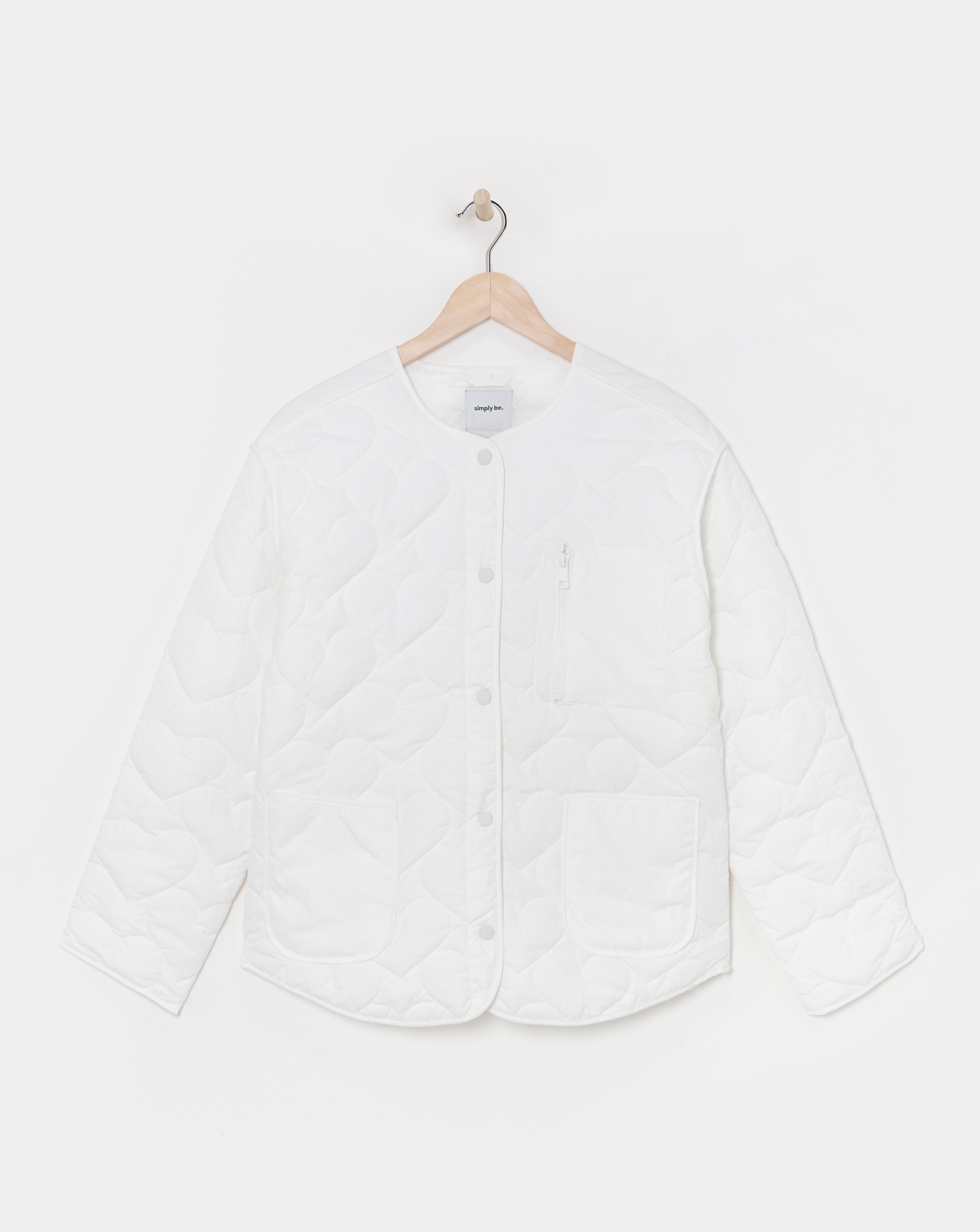 Simply Be White Heart Quilted Jacket
