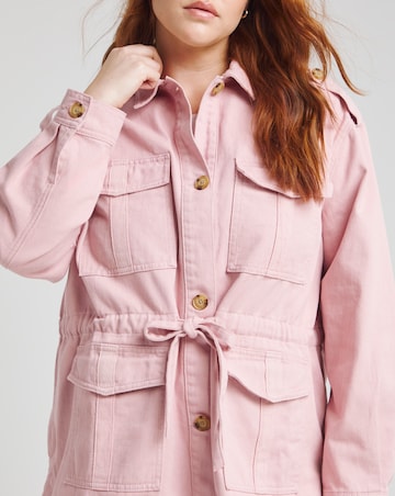 Simply Be Light Pink Waist Detail Cargo Jacket
