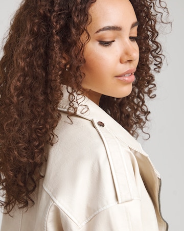 Simply Be Ecru Vintage Look Faux Leather Oversized Biker Jacket