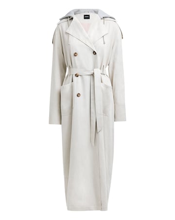 Simply Be Neutral Linen Trench with Jersey Hood