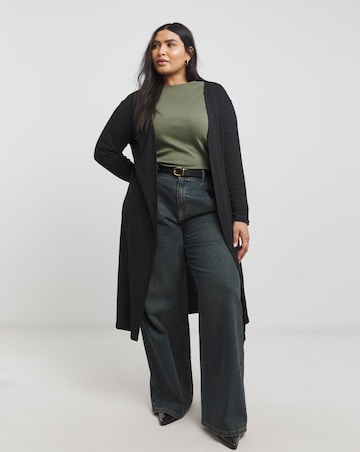 Simply Be Black Ribbed Longline Cardigan