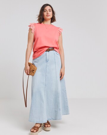 Simply Be Coral Broderie Sleeve Vest