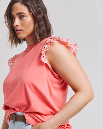 Simply Be Coral Broderie Sleeve Vest