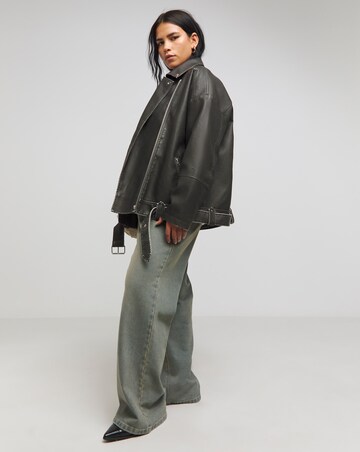 Simply Be Black Worn Look Oversized Biker