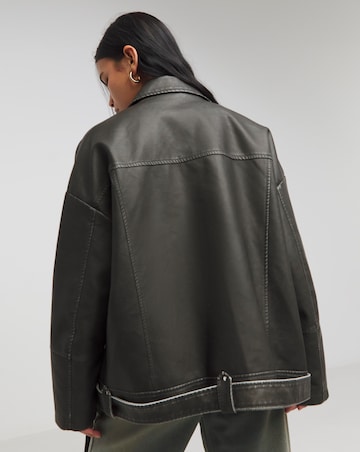 Simply Be Black Worn Look Oversized Biker