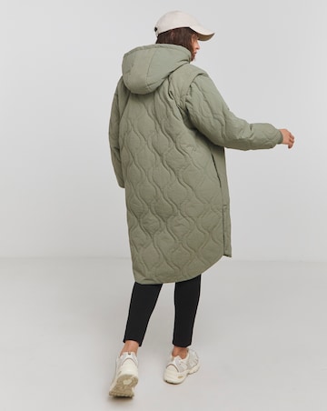 Khaki Double Onion Quilted Hybrid Jacket / Gilet