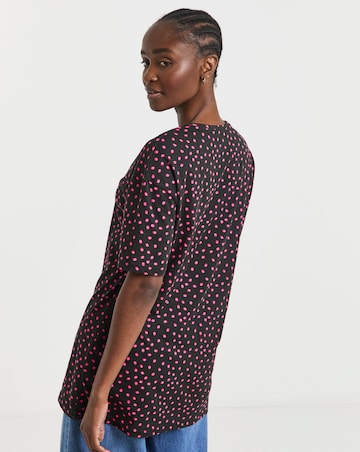 Pink Spot Print Longline Oversized Tee