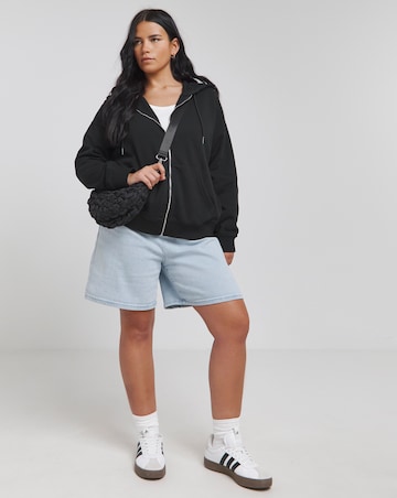 Black Core Zip Through Hoodie