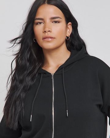 Black Core Zip Through Hoodie