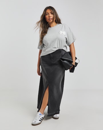 Grey Marl Lace Bow T-Shirt